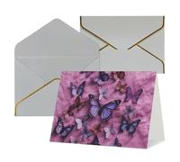 WLKSNBVD Carte de vœux avec enveloppes « All butterflies are on purple background Thinking of You » - 10,2 x 15,2 cm - Cartes vierges pour anniversaire, fête prénatale, félicitations, mariage