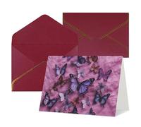 WLKSNBVD Carte de vœux avec enveloppes « All butterflies are on purple background Thinking of You » - 10,2 x 15,2 cm - Cartes vierges pour anniversaire, fête prénatale, félicitations, mariage