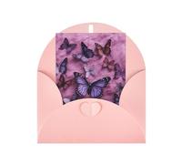 WLKSNBVD Carte de vœux avec enveloppes « All butterflies are on purple background Thinking of You » - 10,2 x 15,2 cm - Cartes vierges pour anniversaire, fête prénatale, félicitations, mariage