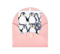 WLKSNBVD Carte de vœux avec enveloppes, de nombreux bébés pingouins mignons esquisse « Thinking of You », carte vierge pour anniversaire, fête prénatale, félicitations, mariage, cartes de remerciement