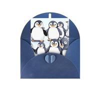 WLKSNBVD Carte de vœux avec enveloppes, de nombreux bébés pingouins mignons esquisse « Thinking of You », carte vierge pour anniversaire, fête prénatale, félicitations, mariage, cartes de remerciement