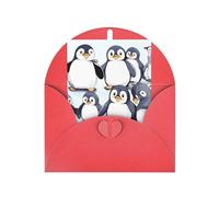 WLKSNBVD Carte de vœux avec enveloppes, de nombreux bébés pingouins mignons esquisse « Thinking of You », carte vierge pour anniversaire, fête prénatale, félicitations, mariage, cartes de remerciement