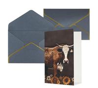 WLKSNBVD Carte de vœux avec enveloppes en cuir marron « Thinking of You » - Carte vierge pour anniversaire, fête prénatale, félicitations, mariage, remerciements, toutes occasions
