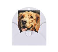 WLKSNBVD Carte de vœux avec enveloppes Golden Retriever Thinking of You 10,2 x 15,2 cm, cartes vierges pour anniversaire, fête prénatale, félicitations, mariage, cartes de remerciement, toutes les