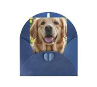 WLKSNBVD Carte de vœux avec enveloppes Golden Retriever Thinking of You 10,2 x 15,2 cm, cartes vierges pour anniversaire, fête prénatale, félicitations, mariage, cartes de remerciement, toutes les