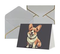 WLKSNBVD Carte de vœux avec enveloppes, illustration de chien corgi mignon « Thinking of You », carte vierge pour anniversaire, fête prénatale, félicitations, mariage, cartes de remerciement, toutes