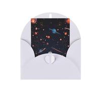 WLKSNBVD Carte de vœux avec enveloppes Motif astronautes et planètes pensant à toi 10 x 15 cm Cartes vierges pour anniversaire, fête prénatale, félicitations, mariage, remerciements, toutes occasions