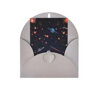 WLKSNBVD Carte de vœux avec enveloppes Motif astronautes et planètes pensant à toi 10 x 15 cm Cartes vierges pour anniversaire, fête prénatale, félicitations, mariage, remerciements, toutes occasions
