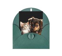 WLKSNBVD Carte de vœux avec enveloppes, motif chats et chiens jouant à la pensée de toi, carte vierge pour anniversaire, fête prénatale, félicitations, mariage, remerciements, toutes occasions