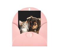 WLKSNBVD Carte de vœux avec enveloppes, motif chats et chiens jouant à la pensée de toi, carte vierge pour anniversaire, fête prénatale, félicitations, mariage, remerciements, toutes occasions