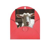WLKSNBVD Carte de vœux avec enveloppes - Motif chèvre mignonne qui pense à toi - Carte vierge pour anniversaire, fête prénatale, félicitations, mariage, remerciements, toutes occasions