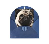 WLKSNBVD Carte de vœux avec enveloppes - Motif chien carlin pensant à vous - Carte vierge pour anniversaire, fête prénatale, félicitations, mariage, remerciements, toutes occasions