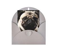 WLKSNBVD Carte de vœux avec enveloppes - Motif chien carlin pensant à vous - Carte vierge pour anniversaire, fête prénatale, félicitations, mariage, remerciements, toutes occasions