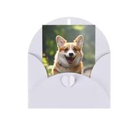 WLKSNBVD Carte de vœux avec enveloppes Motif chien Corgi courant sur le chemin de fer Thinking of You Carte vierge pour anniversaire, fête prénatale, félicitations, mariage, remerciements, toutes