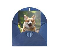 WLKSNBVD Carte de vœux avec enveloppes Motif chien Corgi courant sur le chemin de fer Thinking of You Carte vierge pour anniversaire, fête prénatale, félicitations, mariage, remerciements, toutes