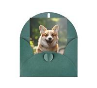 WLKSNBVD Carte de vœux avec enveloppes Motif chien Corgi courant sur le chemin de fer Thinking of You Carte vierge pour anniversaire, fête prénatale, félicitations, mariage, remerciements, toutes