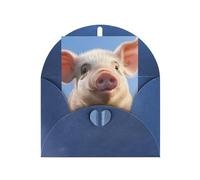WLKSNBVD Carte de vœux avec enveloppes - Motif cochon mignon qui pense à toi - Carte vierge pour anniversaire, fête prénatale, félicitations, mariage, remerciements, toutes occasions