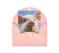 WLKSNBVD Carte de vœux avec enveloppes - Motif cochon mignon qui pense à toi - Carte vierge pour anniversaire, fête prénatale, félicitations, mariage, remerciements, toutes occasions