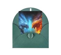 WLKSNBVD Carte de vœux avec enveloppes, motif « Fire vs ice ice art Thinking of You », carte vierge pour anniversaire, fête prénatale, félicitations, mariage, cartes de remerciement, toutes occasions