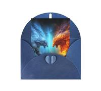 WLKSNBVD Carte de vœux avec enveloppes, motif « Fire vs ice ice art Thinking of You », carte vierge pour anniversaire, fête prénatale, félicitations, mariage, cartes de remerciement, toutes occasions