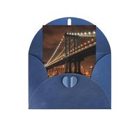 WLKSNBVD Carte de vœux avec enveloppes New York Manhattan Bridge Night Thinking of You Carte vierge pour anniversaire, fête prénatale, félicitations, mariage, remerciements, toutes occasions
