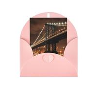 WLKSNBVD Carte de vœux avec enveloppes New York Manhattan Bridge Night Thinking of You Carte vierge pour anniversaire, fête prénatale, félicitations, mariage, remerciements, toutes occasions