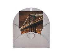 WLKSNBVD Carte de vœux avec enveloppes New York Manhattan Bridge Night Thinking of You Carte vierge pour anniversaire, fête prénatale, félicitations, mariage, remerciements, toutes occasions