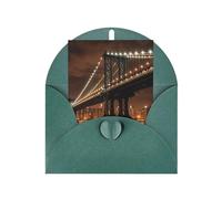WLKSNBVD Carte de vœux avec enveloppes New York Manhattan Bridge Night Thinking of You Carte vierge pour anniversaire, fête prénatale, félicitations, mariage, remerciements, toutes occasions
