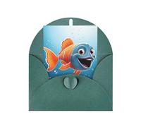 WLKSNBVD Carte de vœux avec enveloppes Poisson sous la mer Thinking of You Carte vierge pour anniversaire, fête prénatale, félicitations, mariage, remerciements, toutes occasions