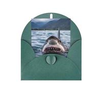 WLKSNBVD Carte de vœux avec enveloppes Requin dans le lac Thinking of You Carte vierge pour anniversaire, fête prénatale, félicitations, mariage, remerciements, toutes occasions