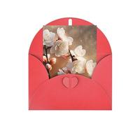 WLKSNBVD Carte de vœux vierge avec enveloppes « A peach blossom Thinking of You » - 10,2 x 15,2 cm - Pour anniversaire, fête prénatale, félicitations, mariage, remerciements, toutes occasions