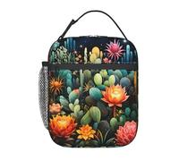 WLKSNBVD Sac à déjeuner isotherme avec motif cactus coloré pour homme et femme, réutilisable, étanche, pour bureau, pique-nique