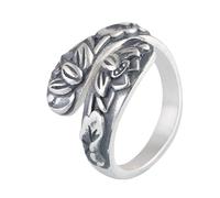 WLLDDDIU Bague Argent 925 Dames,Bague en Argent Sterling 925 pour Femme, Faite À La Main, Style Vintage, Motif Lotus Mat, Ajustable, Style Chinois, Promesse D'Éternité, Alliance, Bijoux, Cadeau,