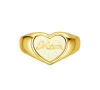 WLLDDDIU Bague Chevalière en Argent Sterling 925 « Maman » en Forme de Cœur, Ajustable et Empilable, Un Cadeau Attentionné pour Maman de La Part de Sa Fille Ou de Son Fils, Un Bijou Élégant