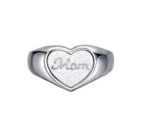 WLLDDDIU Bague Chevalière en Argent Sterling 925 « Maman » en Forme de Cœur, Ajustable et Empilable, Un Cadeau Attentionné pour Maman de La Part de Sa Fille Ou de Son Fils, Un Bijou Élégant