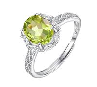 WLLDDDIU Bague Classique en Argent avec Pierres Précieuses Naturelles de Taille Ovale pour Femme, Bague de Fiançailles, Halo de Diamants, Alliance en Oxyde de Zirconium, Promesse D'Anniversaire, A