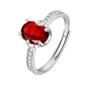 WLLDDDIU Bague de Fiançailles en Argent avec Pierres Précieuses Naturelles de Taille Ovale, Améthyste, Citrine, Topaze, Péridot, Rubis, pour Femme, Solitaire, Alliance avec Diamant Simulé, pour