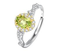 WLLDDDIU Bague de Fiançailles en Argent Sterling 925 avec Pierre Précieuse Naturelle Ovale et Solitaire pour Femme, Bijou Ajustable avec Anneau Torsadé et Infini, Idéal Comme Cadeau avec Boîte