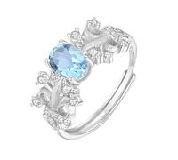 WLLDDDIU Bague de Fiançailles en Argent Sterling 925 avec Pierre Précieuse Naturelle Ovale pour Femme, Style Vintage Floral, Anneau Brossé Réglable, Idéal pour Un Cocktail, Une Fête Ou Un Mari