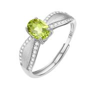 WLLDDDIU Bague de Fiançailles en Argent Sterling 925 avec Solitaire Ovale en Pierre Précieuse Naturelle pour Femme, Alliance Vintage Brossée, Réglable, Anneau Infini en Zircone Cubique pour Elle