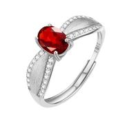 WLLDDDIU Bague de Fiançailles en Argent Sterling 925 avec Solitaire Ovale en Pierre Précieuse Naturelle pour Femme, Alliance Vintage Brossée, Réglable, Anneau Infini en Zircone Cubique pour Elle