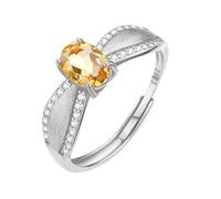 WLLDDDIU Bague de Fiançailles en Argent Sterling 925 avec Solitaire Ovale en Pierre Précieuse Naturelle pour Femme, Alliance Vintage Brossée, Réglable, Anneau Infini en Zircone Cubique pour Elle