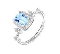 WLLDDDIU Bague de Fiançailles en Argent Sterling Torsadé avec Pierre Précieuse Naturelle Taille Coussin 5 X 7 Mm pour Femme, Solitaire avec Pierre de Naissance et Oxyde de Zirconium, Alliance D'A