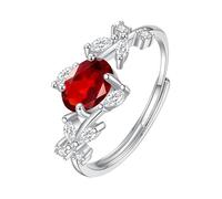 WLLDDDIU Bague de Fiançailles en Pierre Précieuse Naturelle de Taille Ovale pour Femme, Bague en Argent avec Pierre de Naissance, Alliance Réglable en Diamant Simulé pour Anniversaire de Mariage