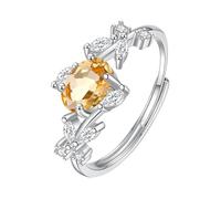 WLLDDDIU Bague de Fiançailles en Pierre Précieuse Naturelle de Taille Ovale pour Femme, Bague en Argent avec Pierre de Naissance, Alliance Réglable en Diamant Simulé pour Anniversaire de Mariage