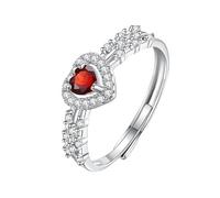 WLLDDDIU Bague de Fiançailles Halo en Pierre Précieuse Naturelle en Forme de Cœur pour Femme, Bague de Promesse Solitaire en Argent Sterling 925, Alliance de Mariage avec Diamant Simulé pour Ell