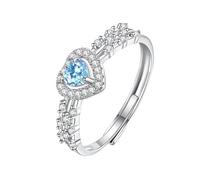 WLLDDDIU Bague de Fiançailles Halo en Pierre Précieuse Naturelle en Forme de Cœur pour Femme, Bague de Promesse Solitaire en Argent Sterling 925, Alliance de Mariage avec Diamant Simulé, Topaze