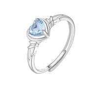 WLLDDDIU Bague de Fiançailles Solitaire en Argent Sterling 925 avec Pierre de Naissance en Forme de Cœur et Topaze pour Femme, Anneau Réglable avec Pierre de Naissance.