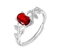 WLLDDDIU Bague de Fiançailles Solitaire en Pierre Précieuse Naturelle de Taille Ovale pour Femme, en Argent Sterling 925, Anneau de Feuille Réglable, Alliance de Promesse de Mariage pour Elle, Bi