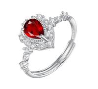 WLLDDDIU Bague de Fiançailles Solitaire en Pierre Précieuse Naturelle Taille Poire pour Femme, Anneau Torsadé en Argent, Anneau Réglable en Forme de Feuille, Groupe de Fiançailles en Diamant Si